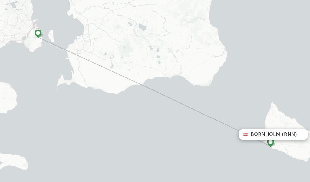 Route map with flights from Bornholm with DAT