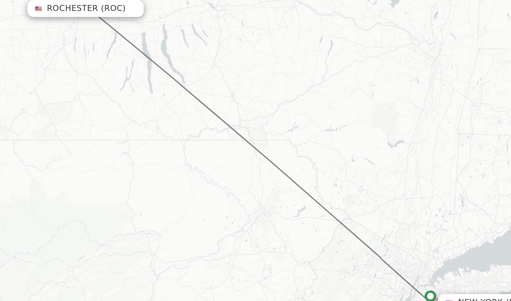 Flights from Rochester to New York route map