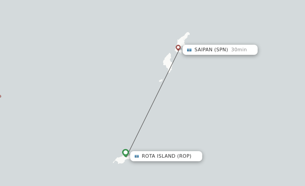 Flights from Rota to Saipan route map