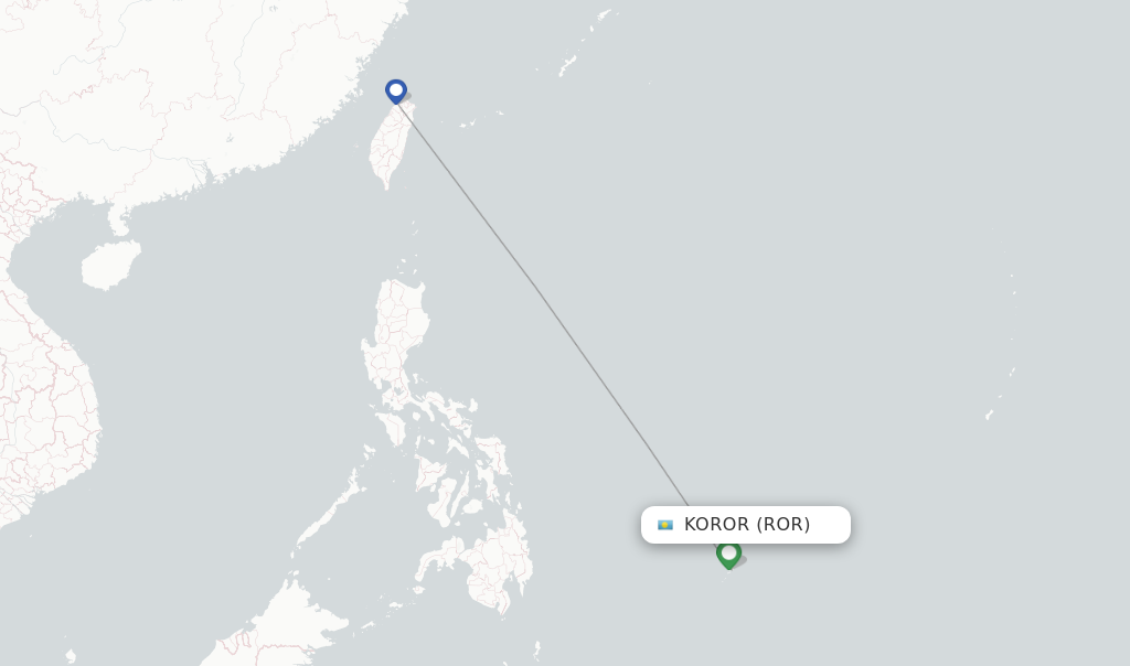 Route map with flights from Koror with China Airlines