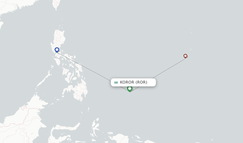 Route map with flights from Koror with United