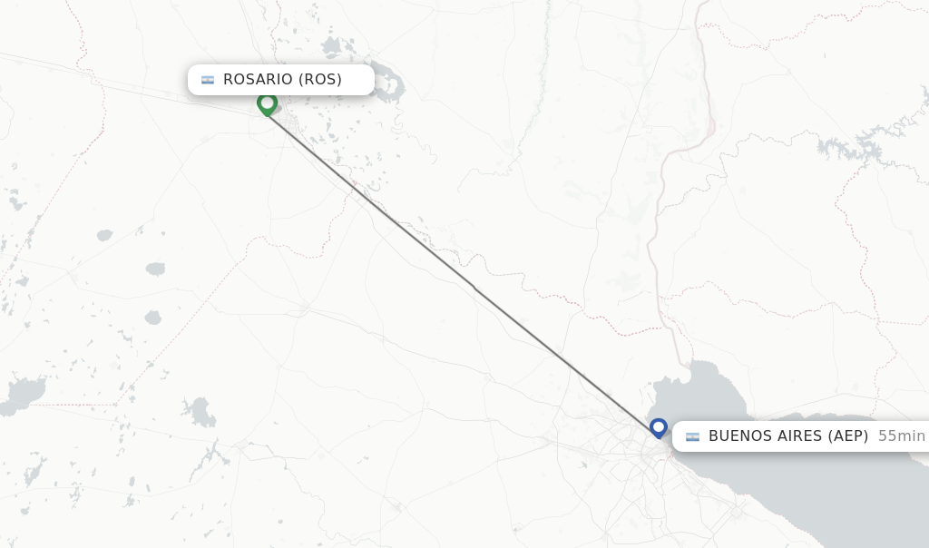 Flights from Rosario to Buenos Aires route map