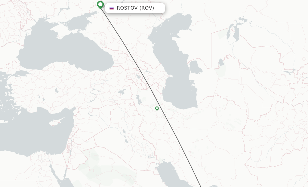 Flights from Rostov to Dubai route map