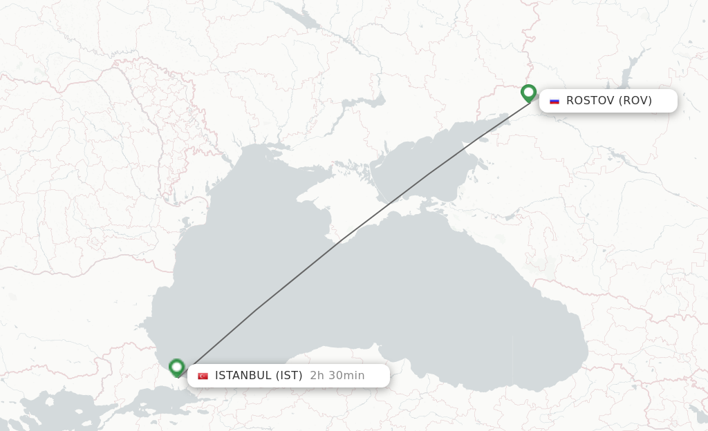 Flights from Rostov to Istanbul route map