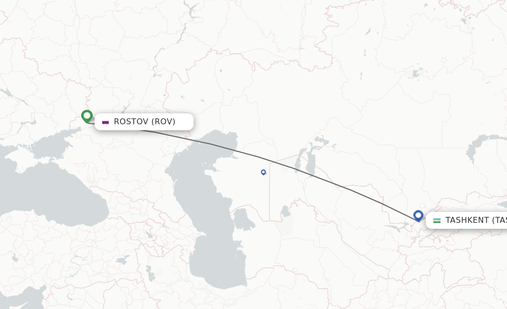 Flights from Rostov to Tashkent route map