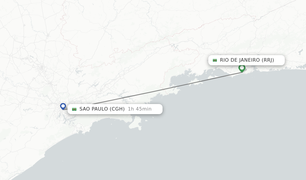 Flights from Sao Paulo to Rio De Janeiro route map