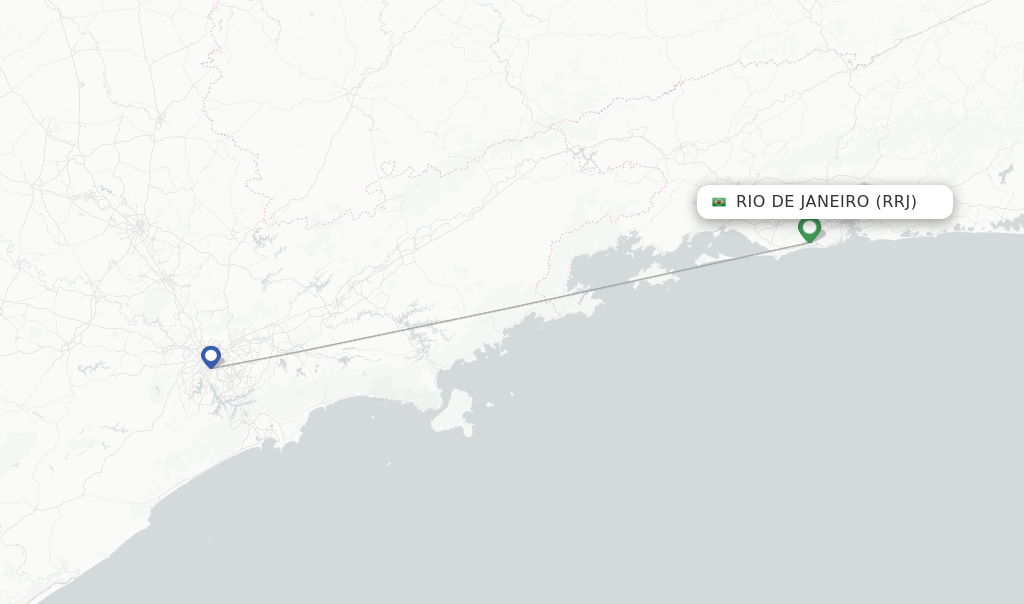 Flights from Rio De Janeiro to Campinas route map