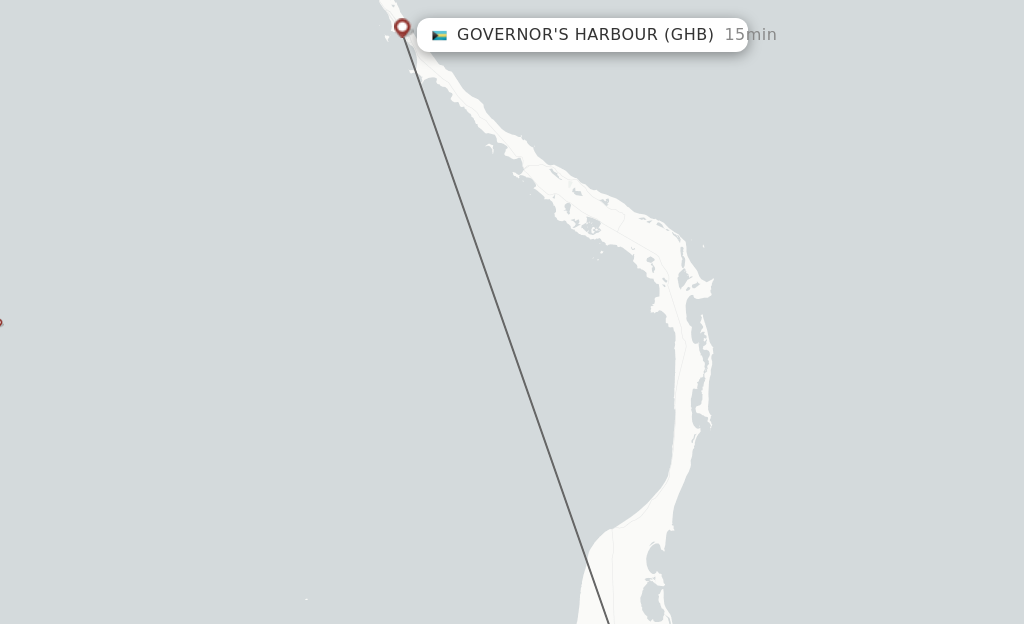 Flights from Rock Sound to Governor's Harbour route map