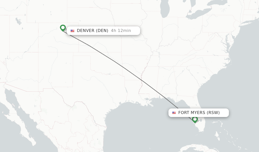 Flights from Fort Myers to Denver route map