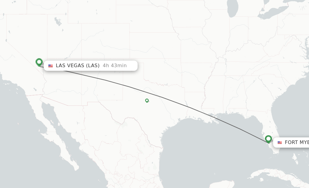 Flights from Fort Myers to Las Vegas route map