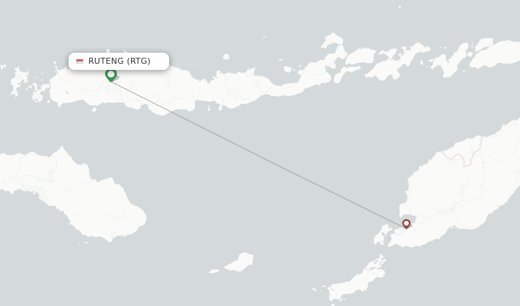 Route map with flights from Ruteng with Wings Air