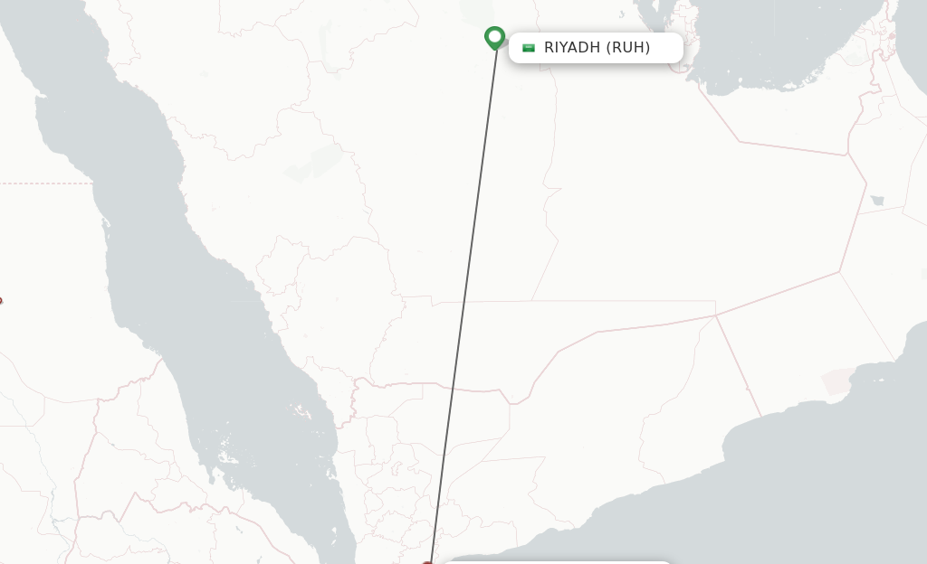 Flights from Riyadh to Aden route map