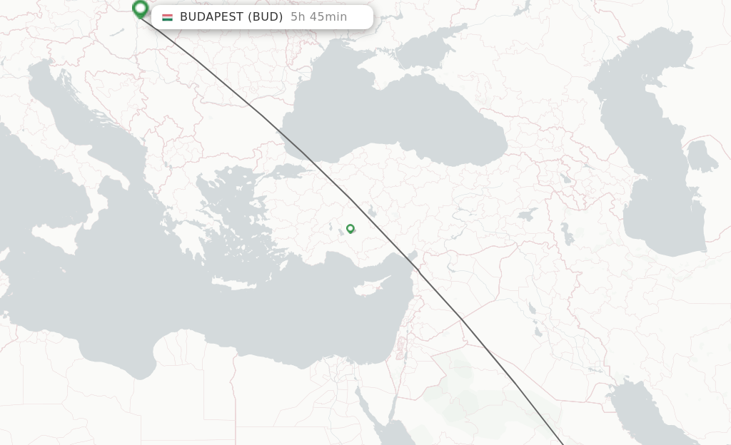 Flights from Riyadh to Budapest route map