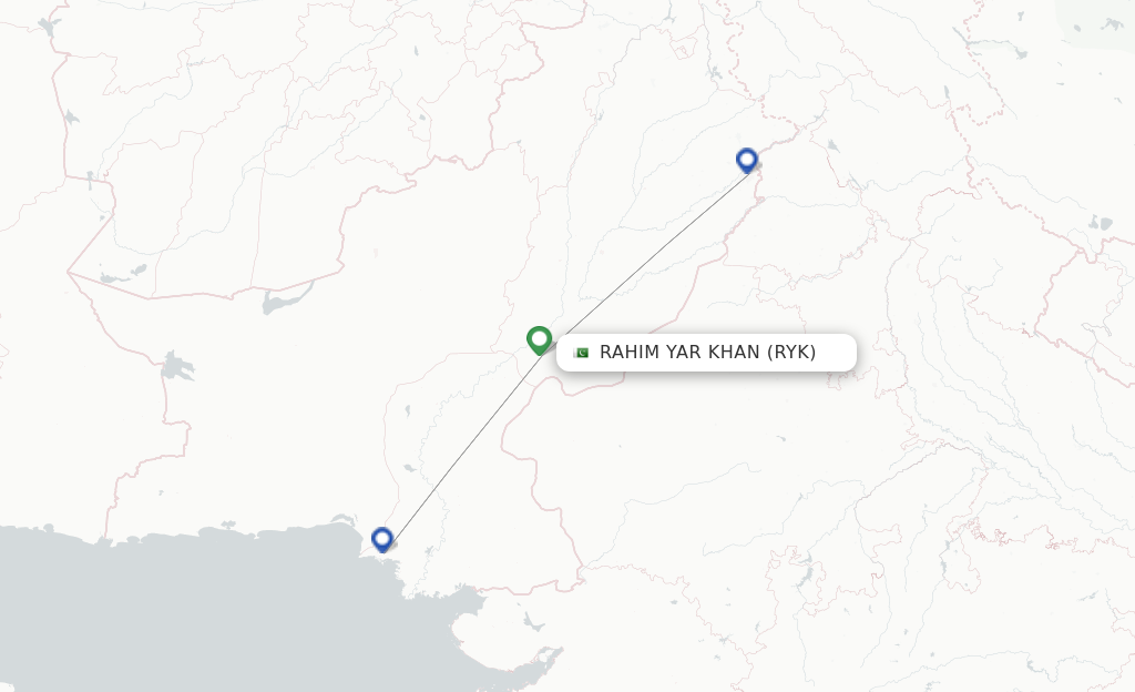 Rahim Yar Khan flight map