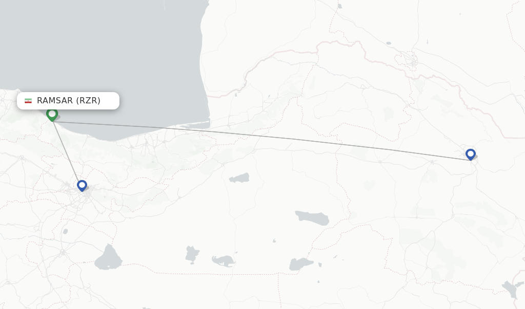 Flights from Ramsar to Ahwaz route map