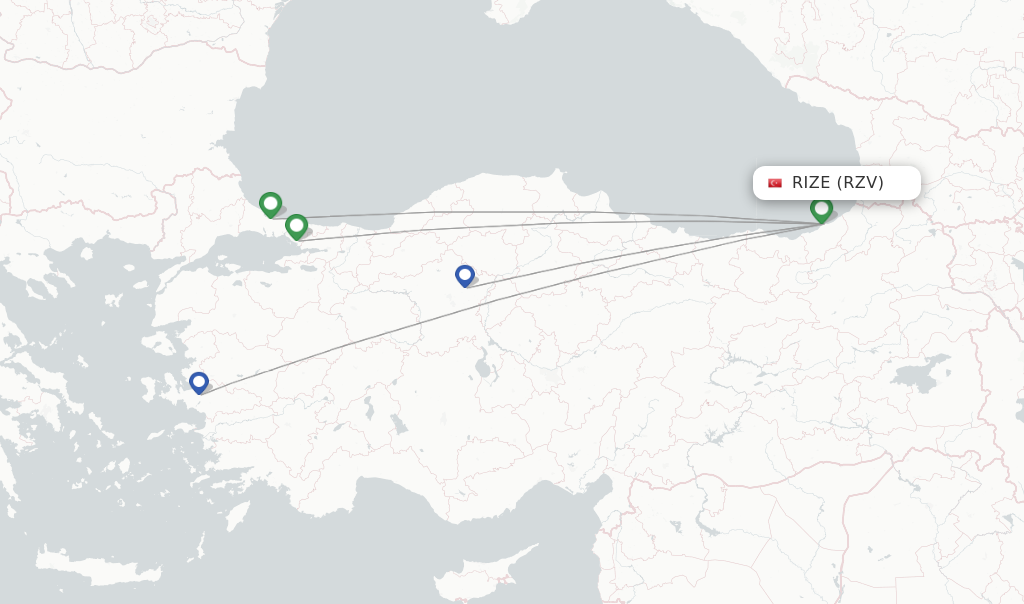 Flights from Rize to Kuwait route map