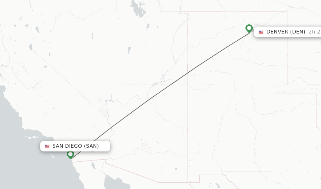 Flights from San Diego to Denver route map