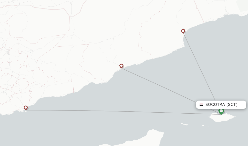 Route map with flights from Socotra with Yemenia