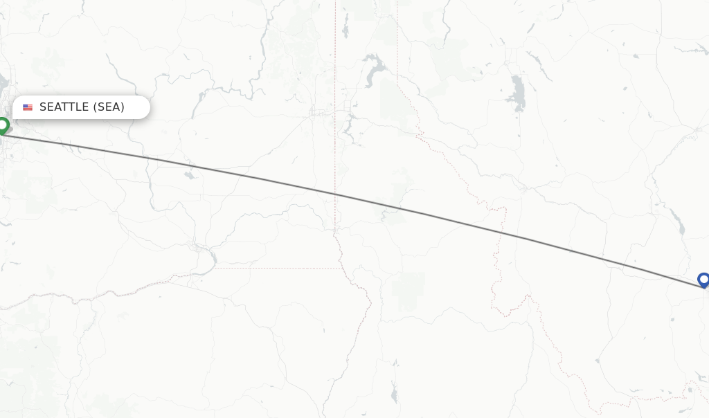 Flights from Seattle to Bozeman route map