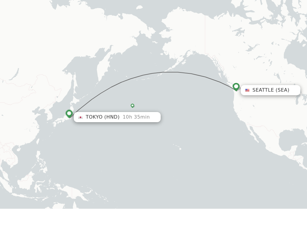 Flights from Seattle to Tokyo route map