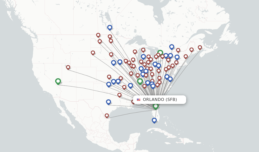 Flights from Orlando to Cleveland route map