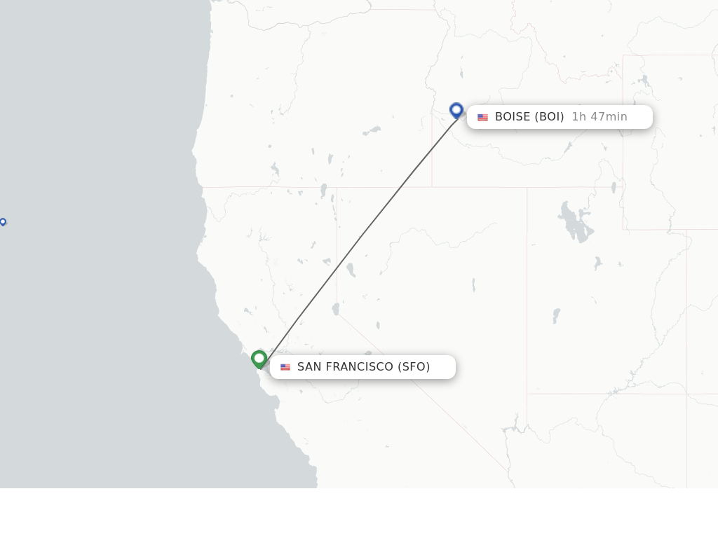 Flights from San Francisco to Boise route map
