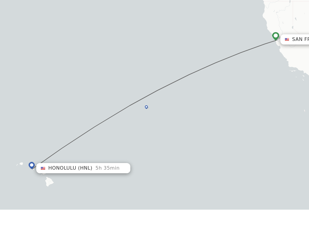 Flights from San Francisco to Honolulu route map