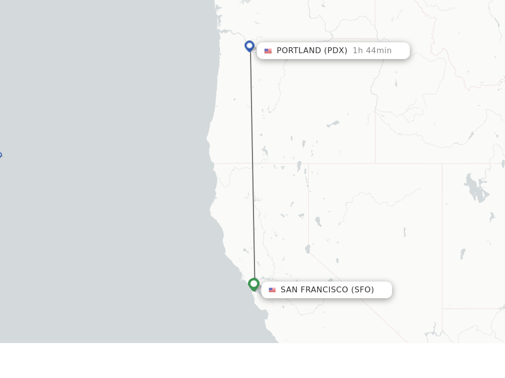 Flights from San Francisco to Portland route map