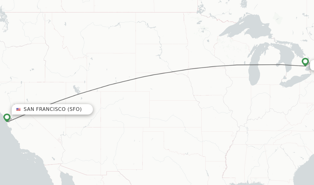 Flights from San Francisco to Toronto route map
