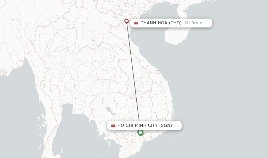 Flights from Ho Chi Minh City to Thanh Hoa route map