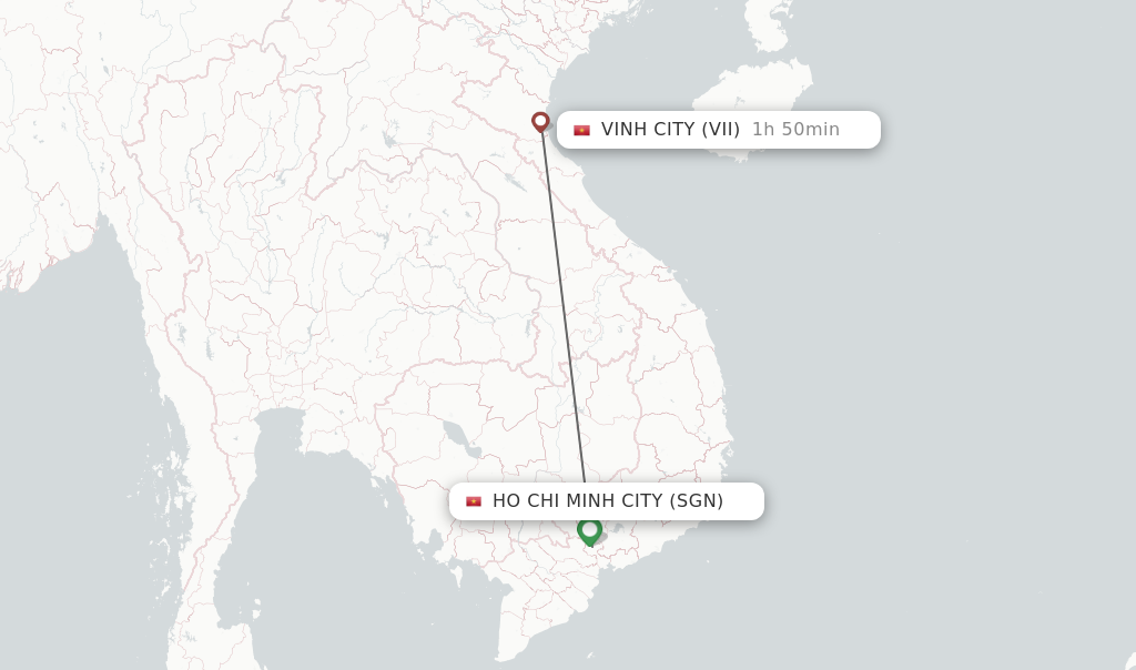 Flights from Ho Chi Minh City to Vinh City route map