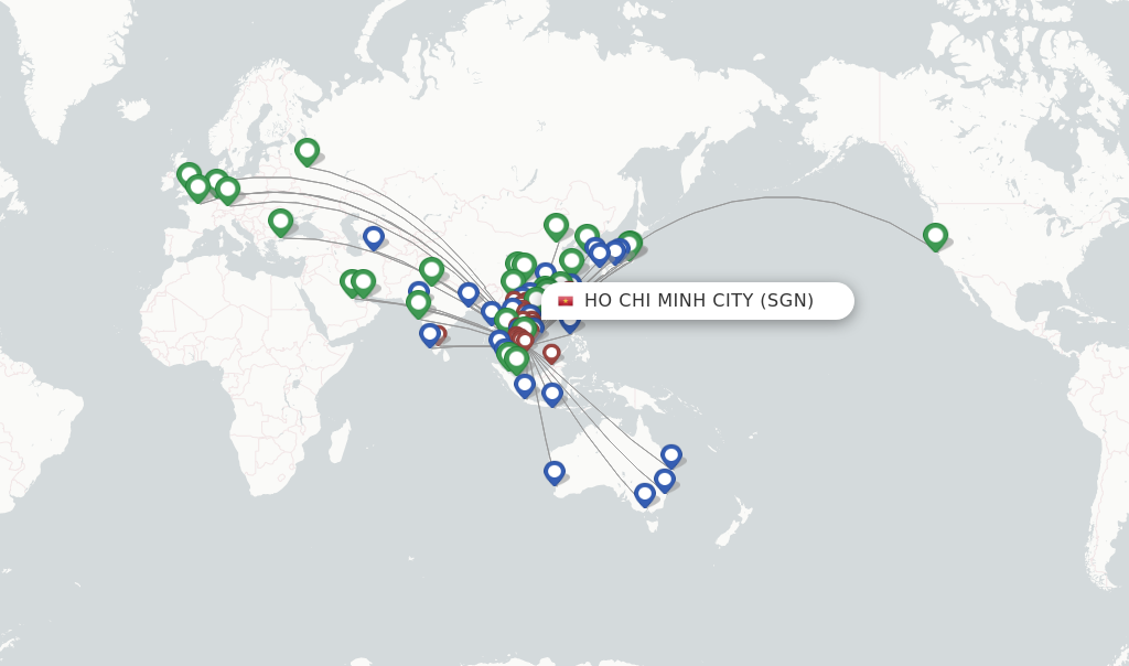 Ho Chi Minh City flight map
