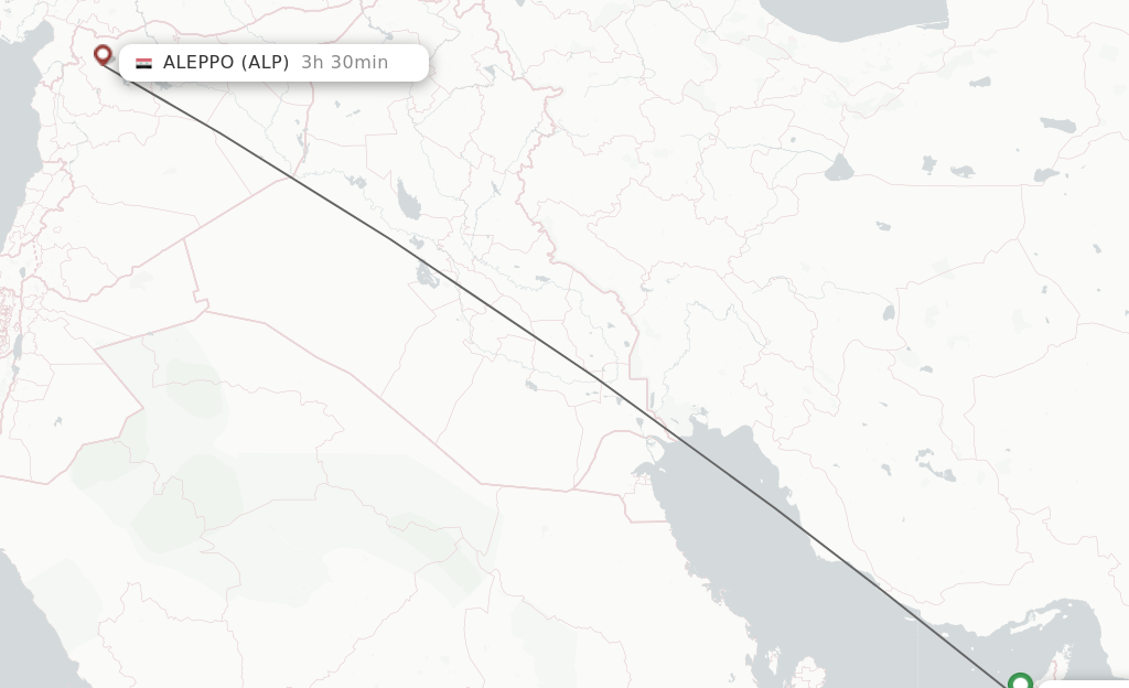 Flights from Sharjah to Aleppo route map