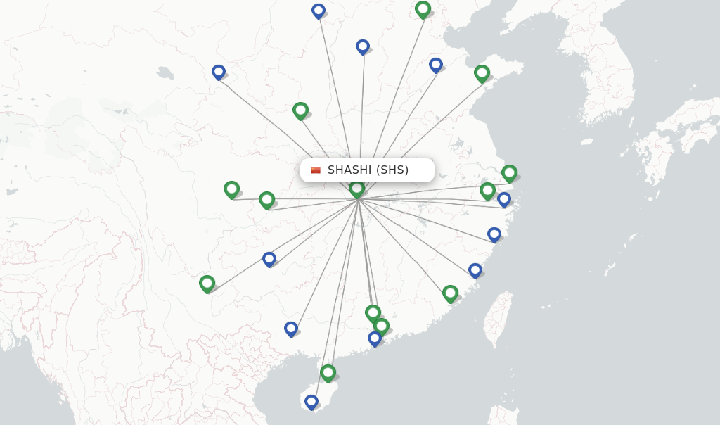 Flights from Shashi to Zhuhai route map