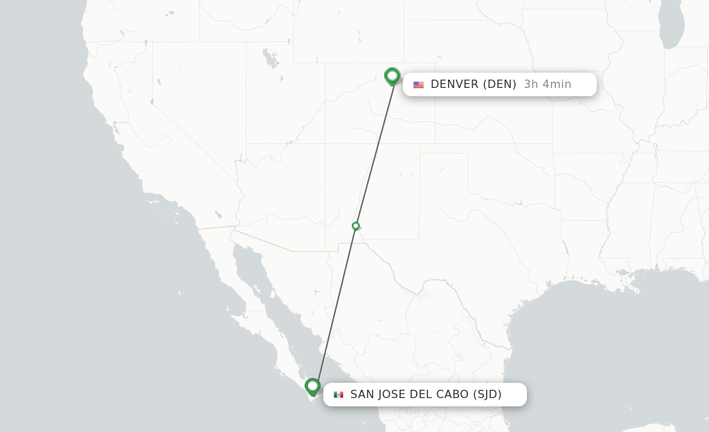 Flights from San Jose Cabo to Denver route map