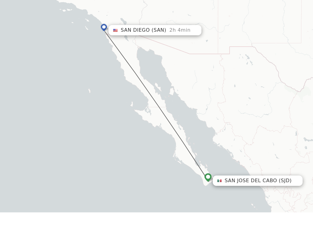 Flights from San Jose Cabo to San Diego route map
