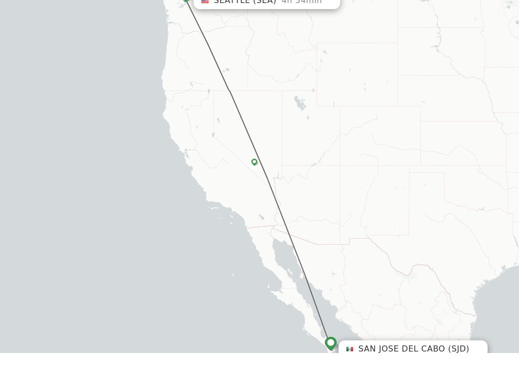 Flights from San Jose Cabo to Seattle route map