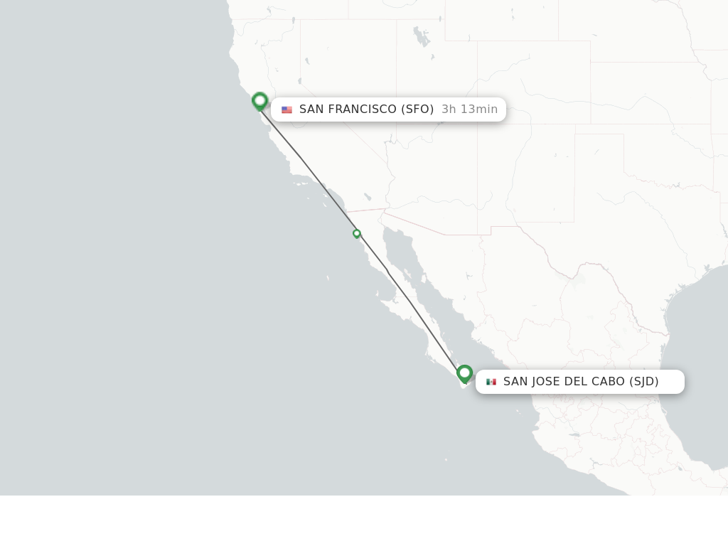 Flights from San Jose Cabo to San Francisco route map