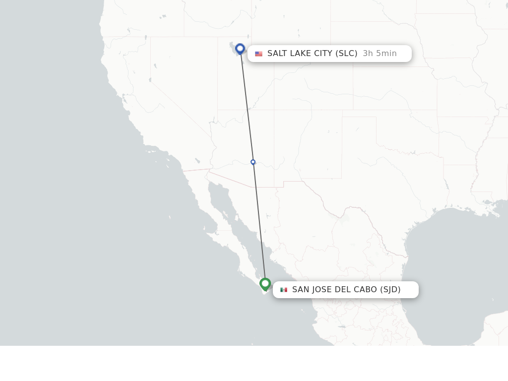 Flights from San Jose Cabo to Salt Lake City route map