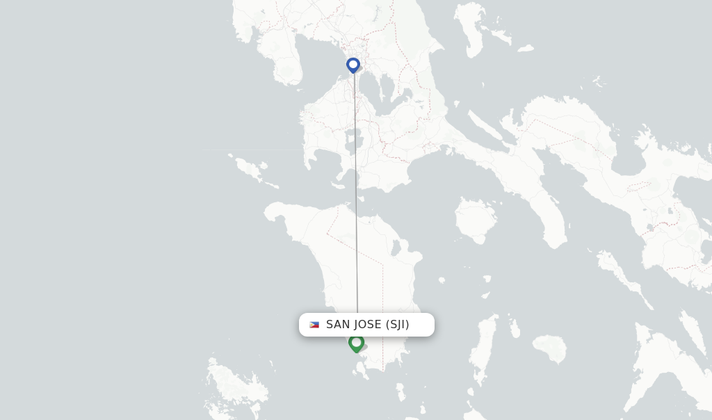 Flights from San Jose to Angeles route map