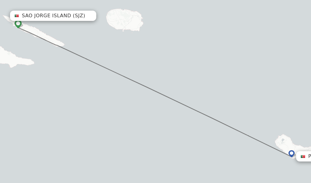Flights from Sao Jorge Island to Ponta Delgada (Azores) route map