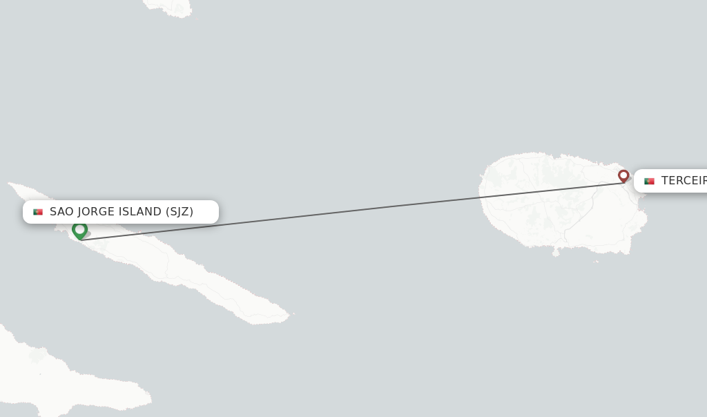 Flights from Sao Jorge Island to Terceira route map