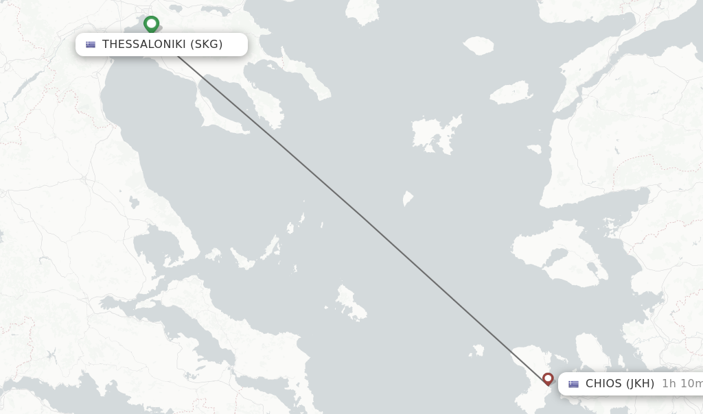 Flights from Thessaloniki to Chios route map