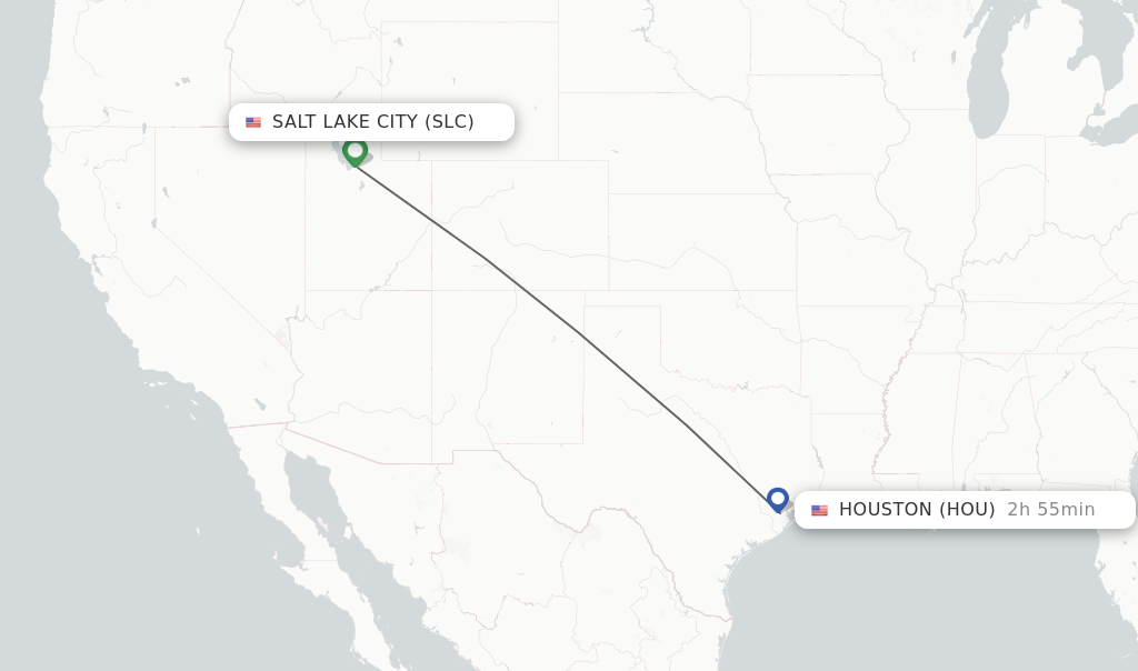 Flights from Salt Lake City to Houston route map