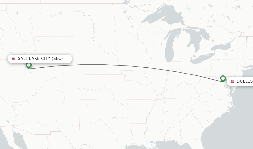 Flights from Salt Lake City to Dulles route map