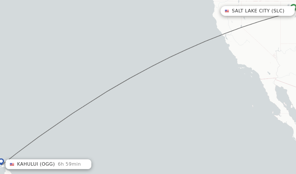 Flights from Salt Lake City to Kahului route map