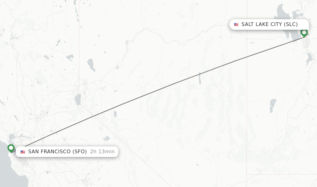Flights from Salt Lake City to San Francisco route map