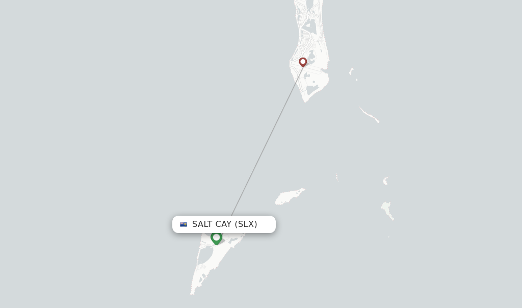 Flights from Salt Cay to Providenciales route map
