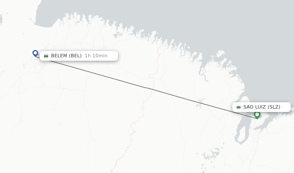 Flights from Sao Luiz to Belem route map