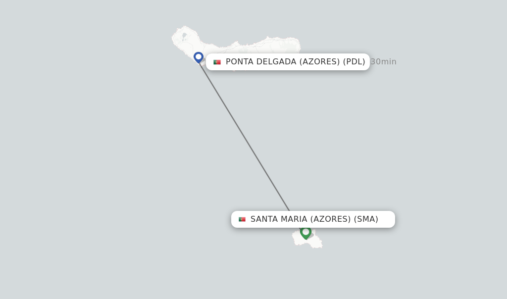 Flights from Santa Maria (Azores) to Ponta Delgada (Azores) route map